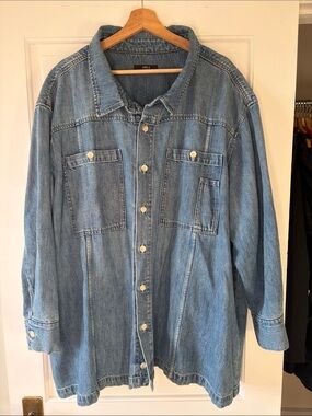 Able Light Blue Denim Oversized Button Jacket - GUC